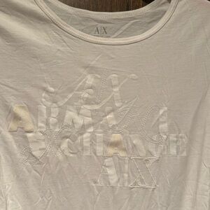 Armani Exchange white logo short sleeve tee shirt size xs embroidered